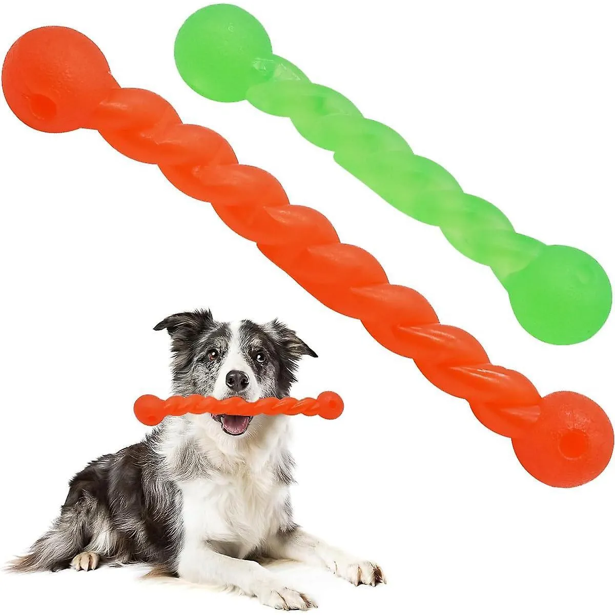 Comparer les prix de Jouet à mâcher pour chien, 2pcs os à mâcher en spirale en caoutchouc, fort, interactif, pour les grands petits chiens, nettoie les dents et masse les gencives