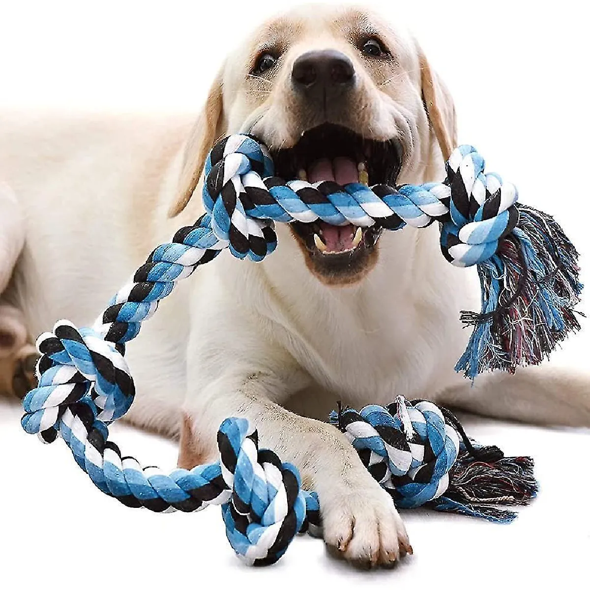 Comparer les prix de Jouets en corde pour chiens grands et forts, jouet à mâcher de chien durable 5 nœuds de corde pour une mastication agressive, presque indestructible - pour les grandes races et les grands chiens
