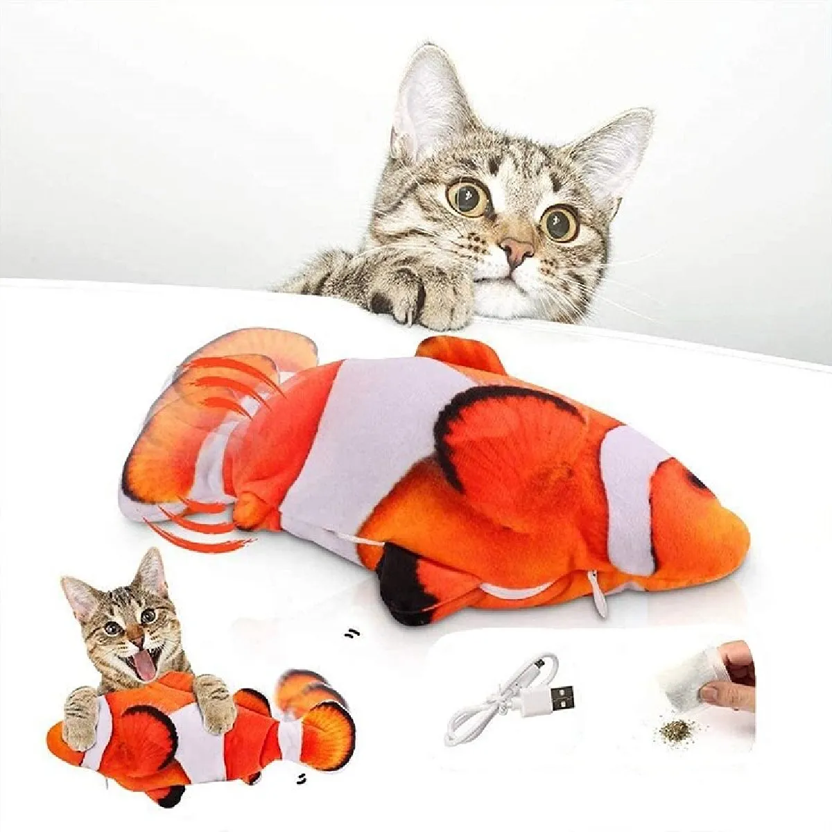 Jouet pour chat pour animaux de compagnie électronique peluche suspendu électrique poisson jouet de simulation poisson recharge USB chien chat mâchant chat rocker   Jouet pour chat