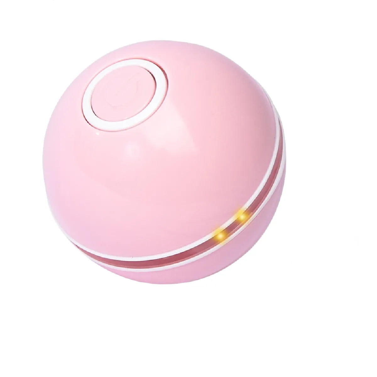 Balle de jouet de chat interactif intelligent Balle de rotation automatique LED colorée avec plume de mint de chat Jouet de boule de chat rechargeable USB   Jouet pour chat (rose)
