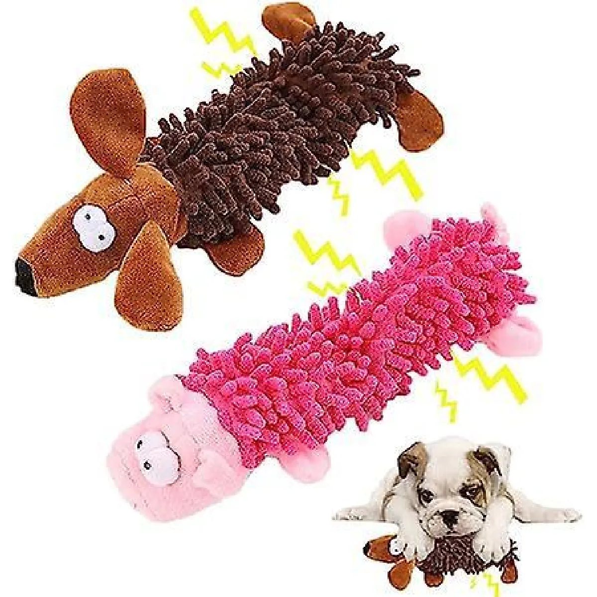 Meilleurs prix pour Peluches Squeak Dog Toys, Un Pack De Jouets À Mâcher Avec 2 Chiens Qui Grincent