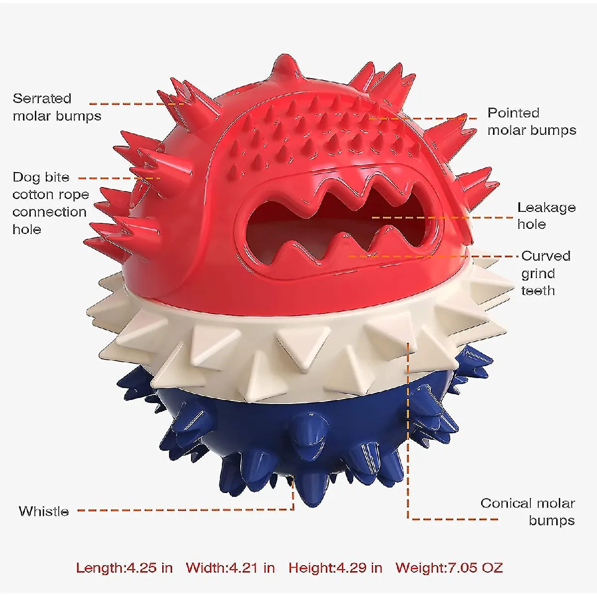 Meilleurs prix pour Jouets à mâcher pour chiens pour mâcheurs agressifs Jouets pour chiens pour chiots Dentition Indestructible Leaky Food Squeak Toys Boules Produit éducatif pour animaux de compagnie Chiens à mâcher Spiky