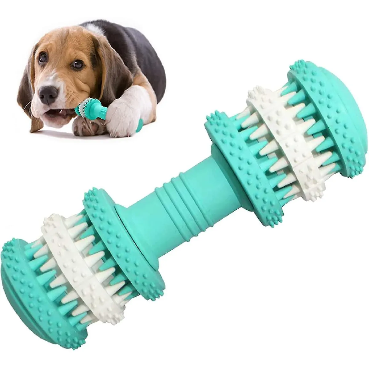 Meilleurs prix pour Jouet pour chien Indestructible Jouet à mâcher pour chien en caoutchouc naturel Jouet interactif distributeur de croquettes pour chien pour les chiens de petite et moyenne taille Nettoyer les dents.