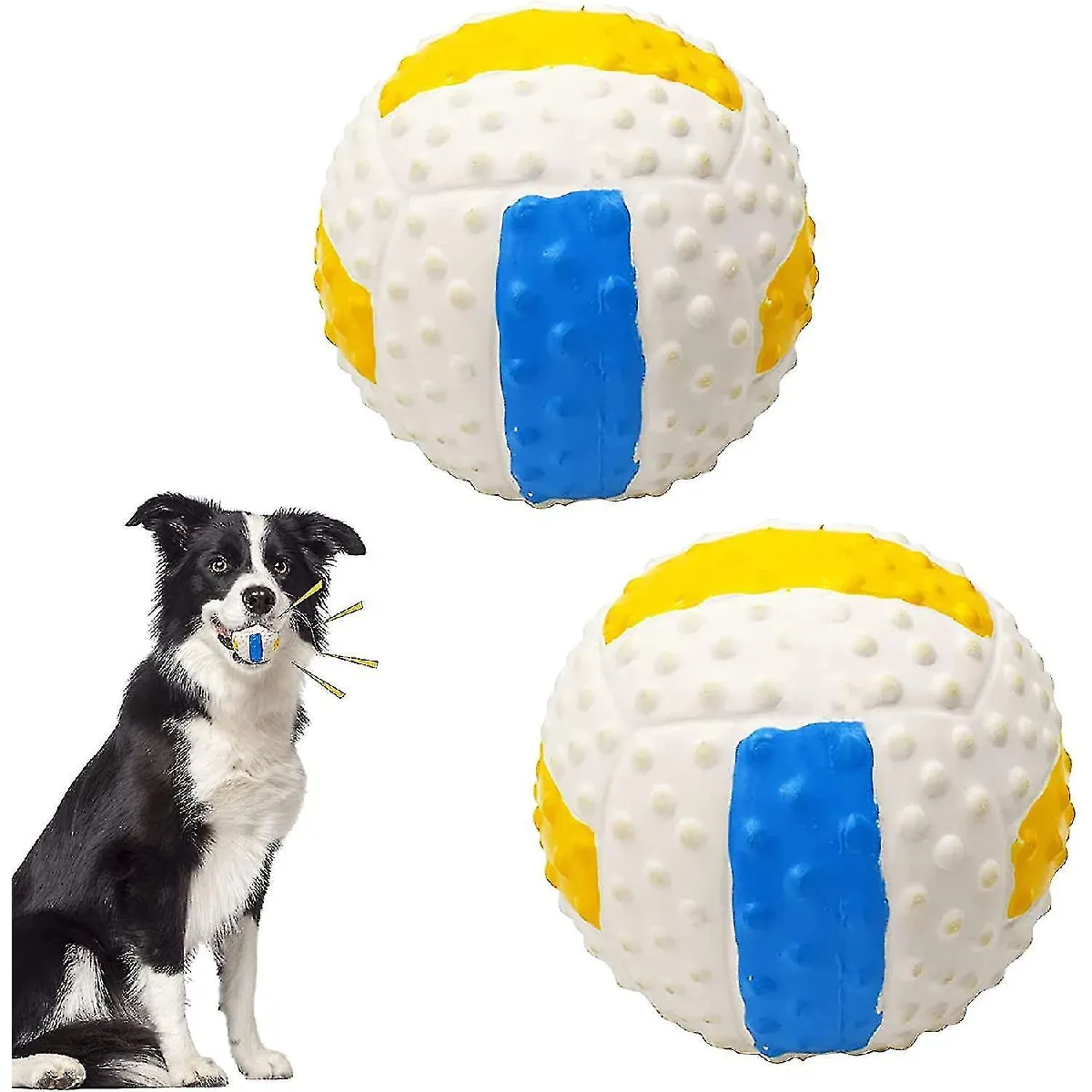 Comparer les prix de Jouet interactif pour chien en forme de ballon de volley-ball en latex, 2 pc.