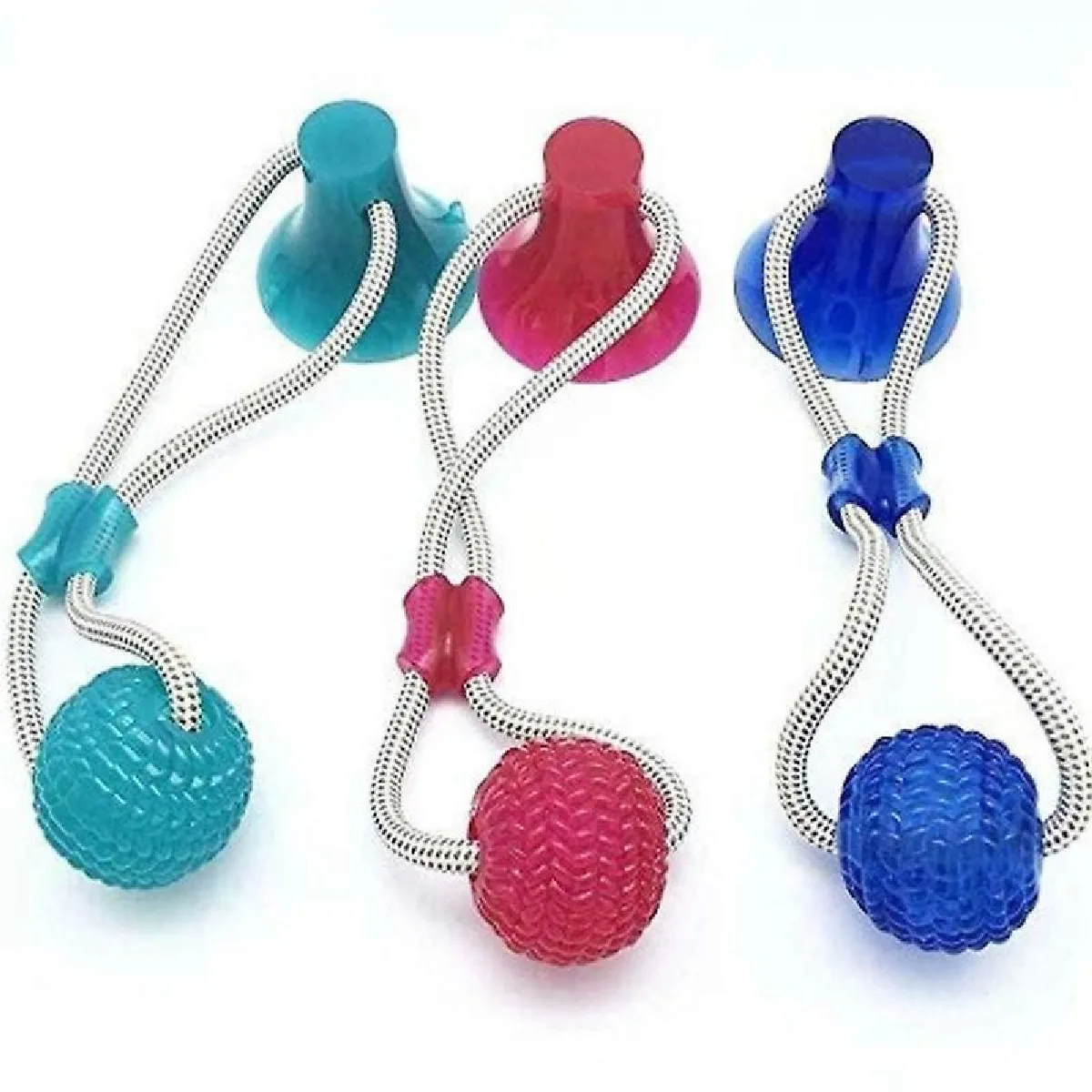 Meilleurs prix pour Animal De Compagnie Avec Ventouses En Caoutchouc De Jeu Boule De Chien Chien Se Mordent Mutuellement Corde De Traction Jouets De Dentition Créatifs Pour Animaux De Compagnie