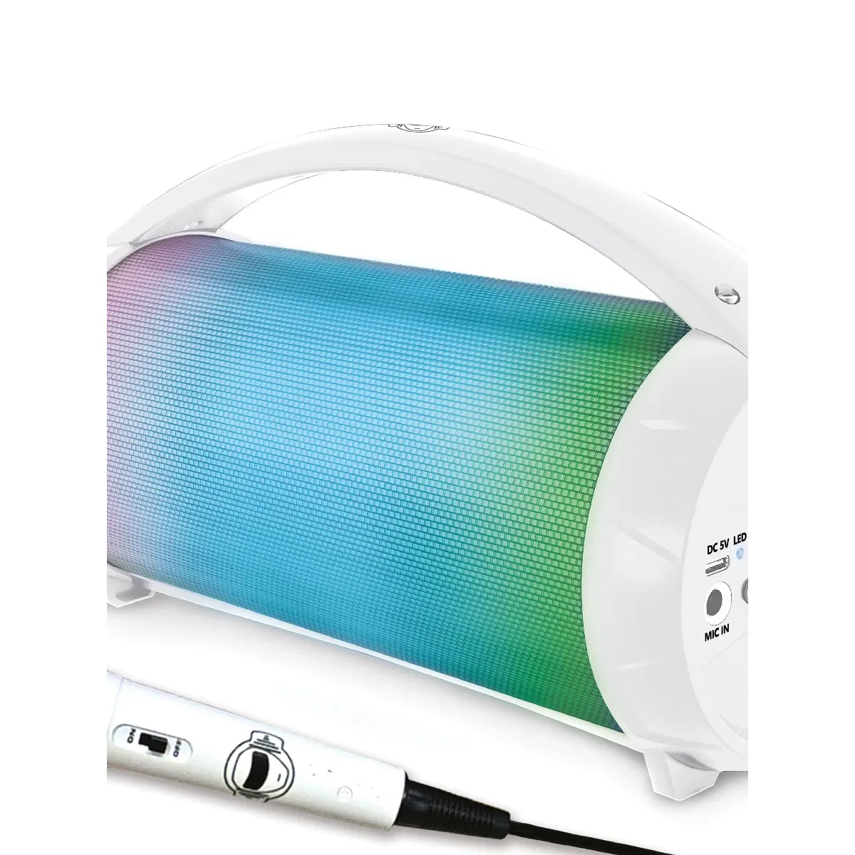 Lexibook Blanc Flashboom Enceinte Bluetooth Portable Entierement Lumineuse Avec Micro Filaire Detachable Iparty - Neuf - Image 2
