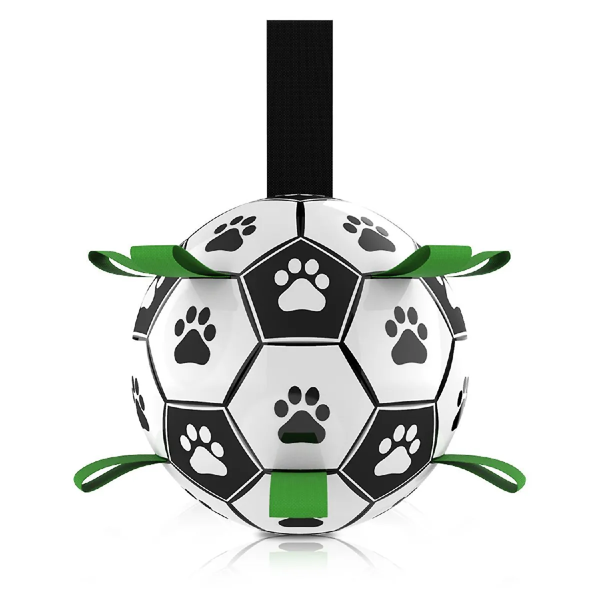 Meilleurs prix pour Jouets pour chien, balle de foot interactive pour chien, intérieur-extérieur, avec languettes faciles à attraper, balle d'exercice pour chien, balle d'entraînement pour QI (noir, 9 cm).