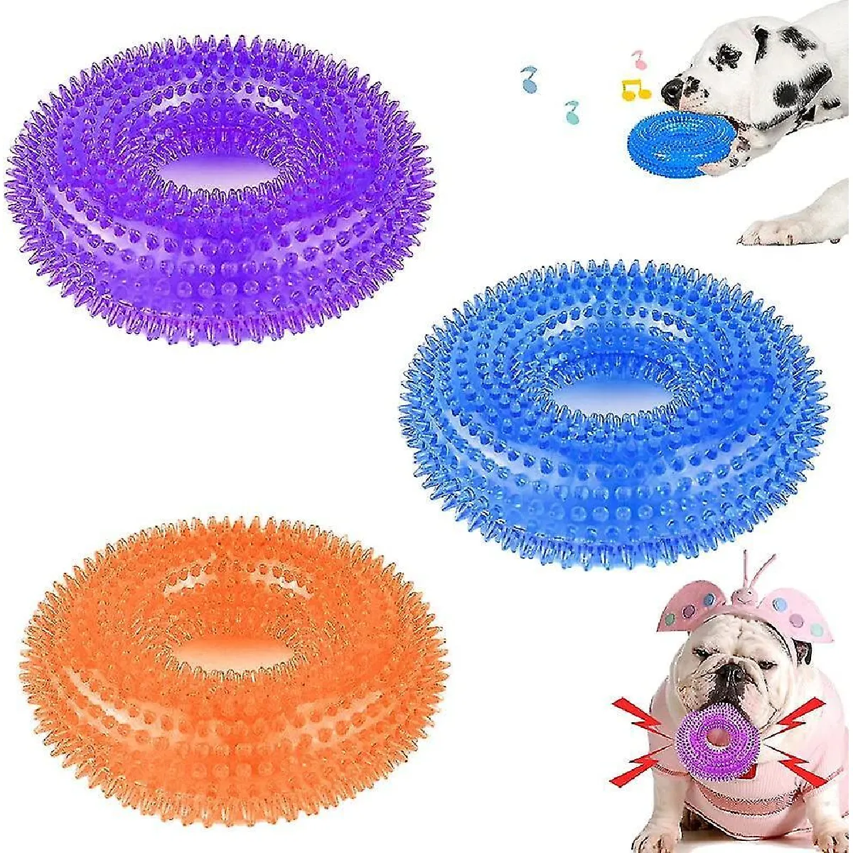 Comparer les prix de 3 Pcs Chien Mâcher Jouet Chien Grinçant Chien Jouet Brosse à Dents Chien Jouet Interactif Chien Mâcher Jouet Rebondissant Spiky Ring S