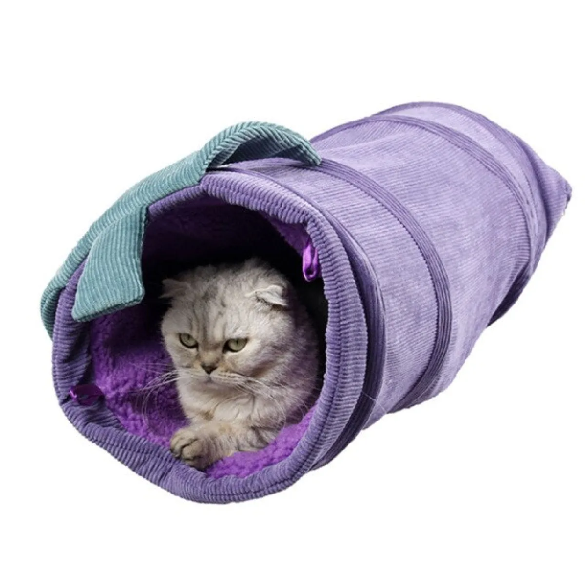 Meilleurs prix pour 25 * 56cm Jouet tunnel chat massif en suède Matière chaton pliable Fournitures pour animaux de compagnie Tunnel chat Forme végétale Tunnel chaud pour animaux de compagnie   Jouet chat (violet)