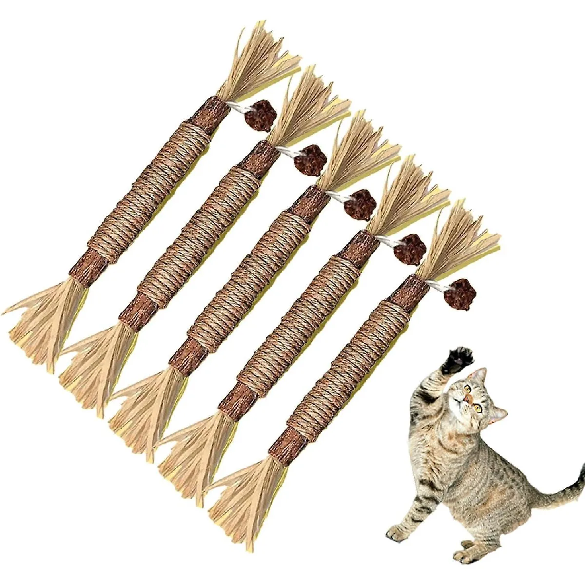 Comparer les prix de Jouet Pour Chat 5 Pièces, Bâtonnets De Vigne Argentée, Bâtonnets à Mâcher Pour Chat, Jouet Dentaire Pour Chat, Jouets à Mâcher Molaires Pour Chat, Nettoyage, Interactif