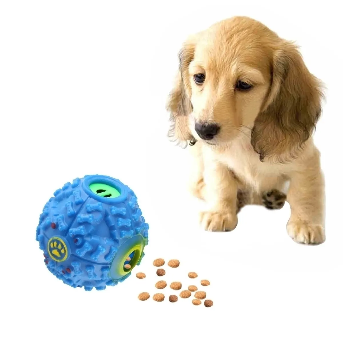 Meilleurs prix pour Jouet pour Animaux bleu de compagnie Squeaky Giggle Quack Sound Training Toy Chew Ball, Taille: M, Ball Diamètre: 9.2cm Distributeur d'aliments