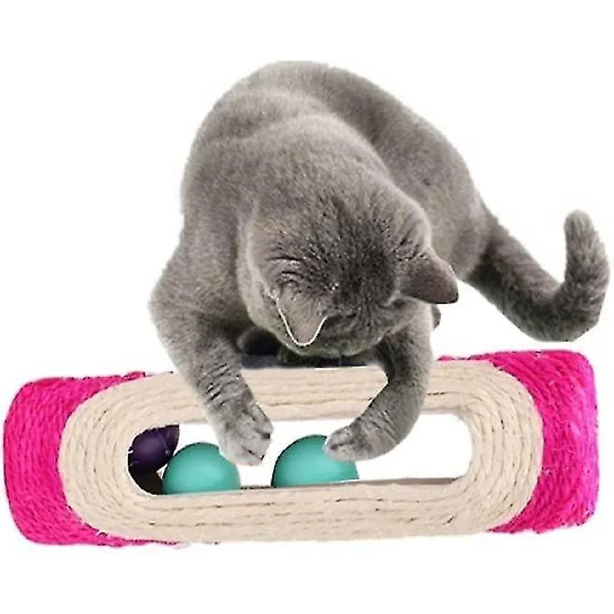 Meilleurs prix pour Jouets de Chaton de Chat Roulant le Rouleau de Planche à gratter de Sisal Avec l'Outil d'entraînement d'exercice de 3 boules