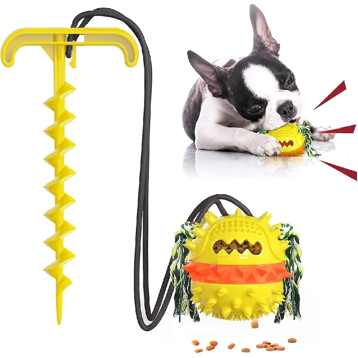 Comparer les prix de Jouet à mordiller pour chien Jouet de Noël avec piquet de terre, Jouet interactif à ventouse, pour nettoyer les dents des petits, moyens et grands chiens.