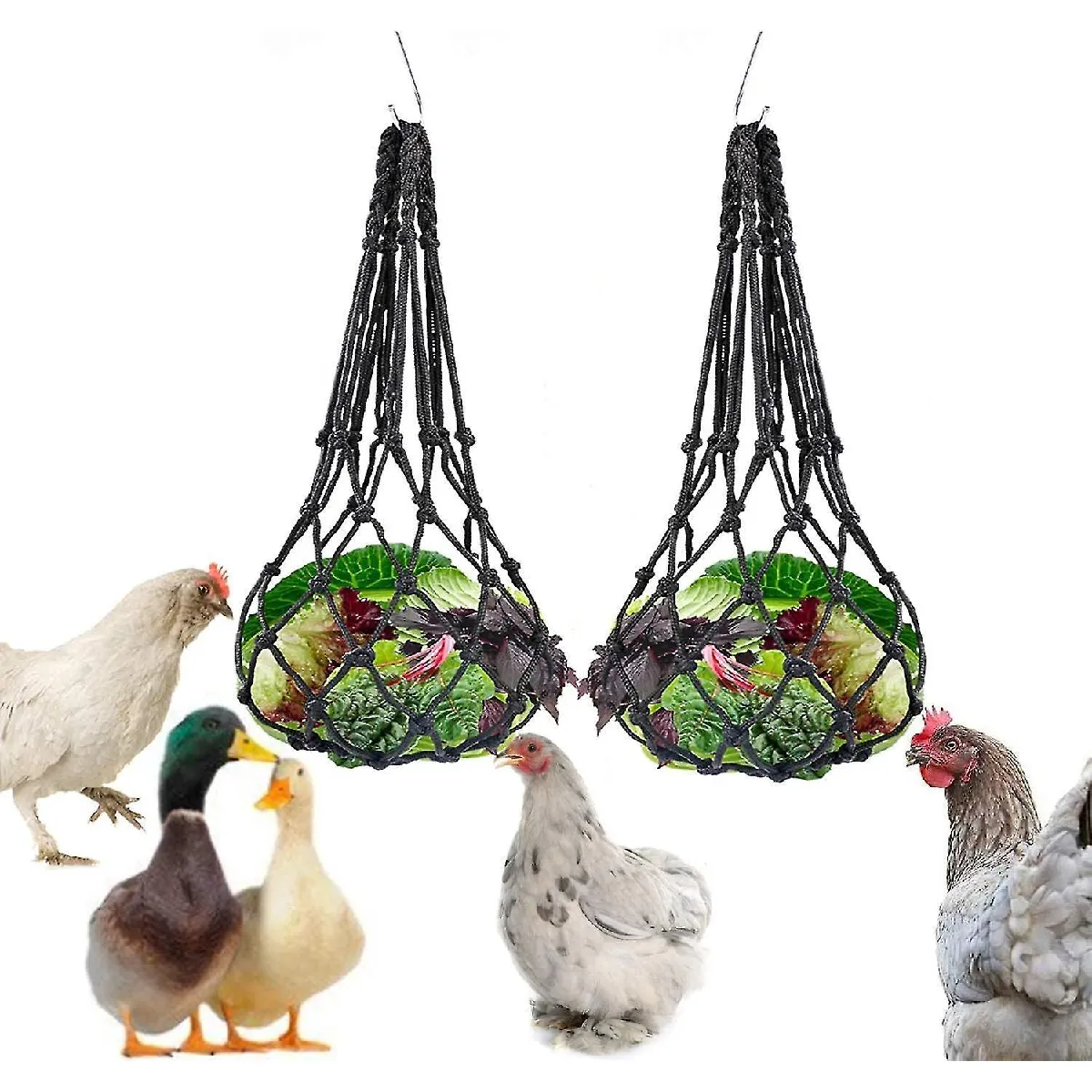 Comparer les prix de Brochettes de Fruits et Légumes en Acier Inoxydable Porte Fruits Porte Poulet Jouets Suspendus Avec Sac Maille Lot de 2 Pour Volaille Poules Canards