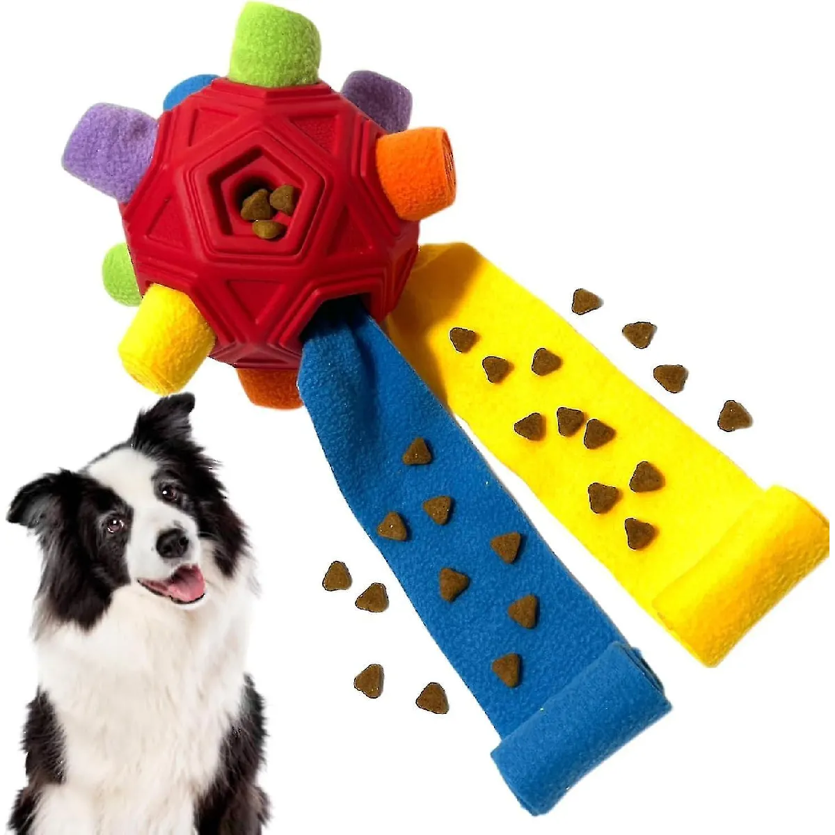 Meilleurs prix pour Snuffle Ball pour Jouets Chien Balle Incassable Jouet Interactif Recherche de nourriture Tapis pour chiots Distributeur de friandises Mangeur lent Jouets Casse-tête(Rouge Arc-en-ciel)