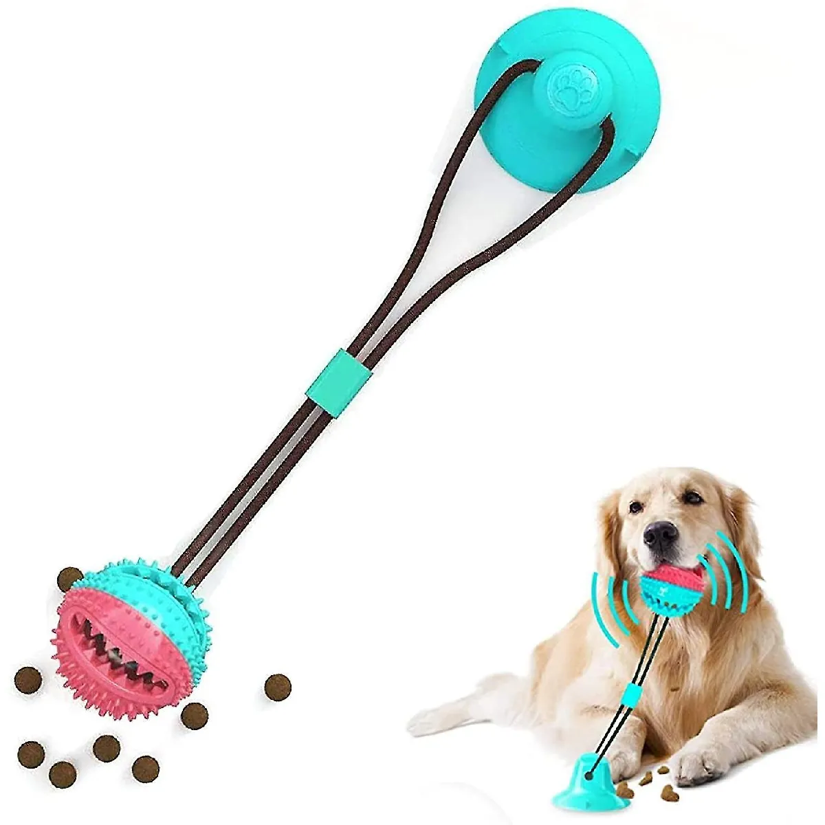 Meilleurs prix pour Jouet molaire multifonctionnel pour chien, jouet corde avec ventouse, jouet boule nettoyante pour chien