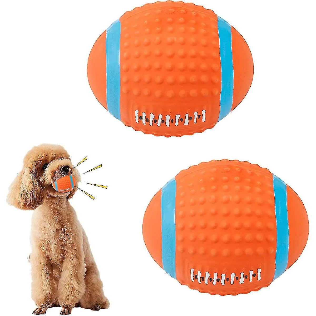 Meilleurs prix pour Jouet interactif pour chien à mordiller, 2 balles en latex en forme de rugby, 9x5.5cm, pour chien agressif.