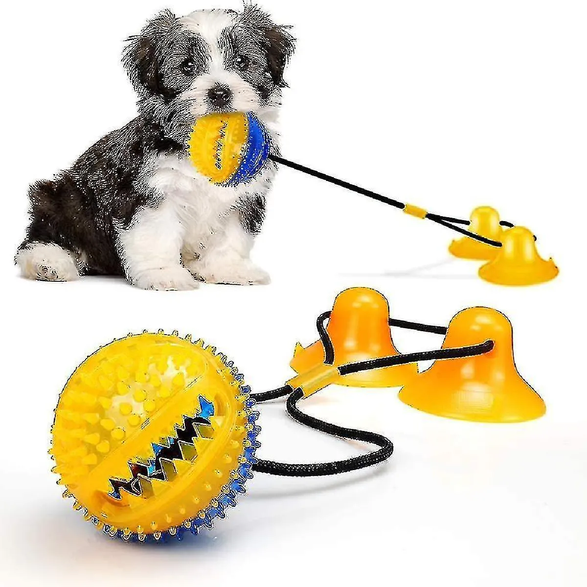 Meilleurs prix pour Jouets à mâcher pour chiens agressifs, jouets à corde avec 2 ventouses pour les chiots, pour la dentition, l'ennui, la guerre, l'alimentation lente, le nettoyage des dents et le dressage.