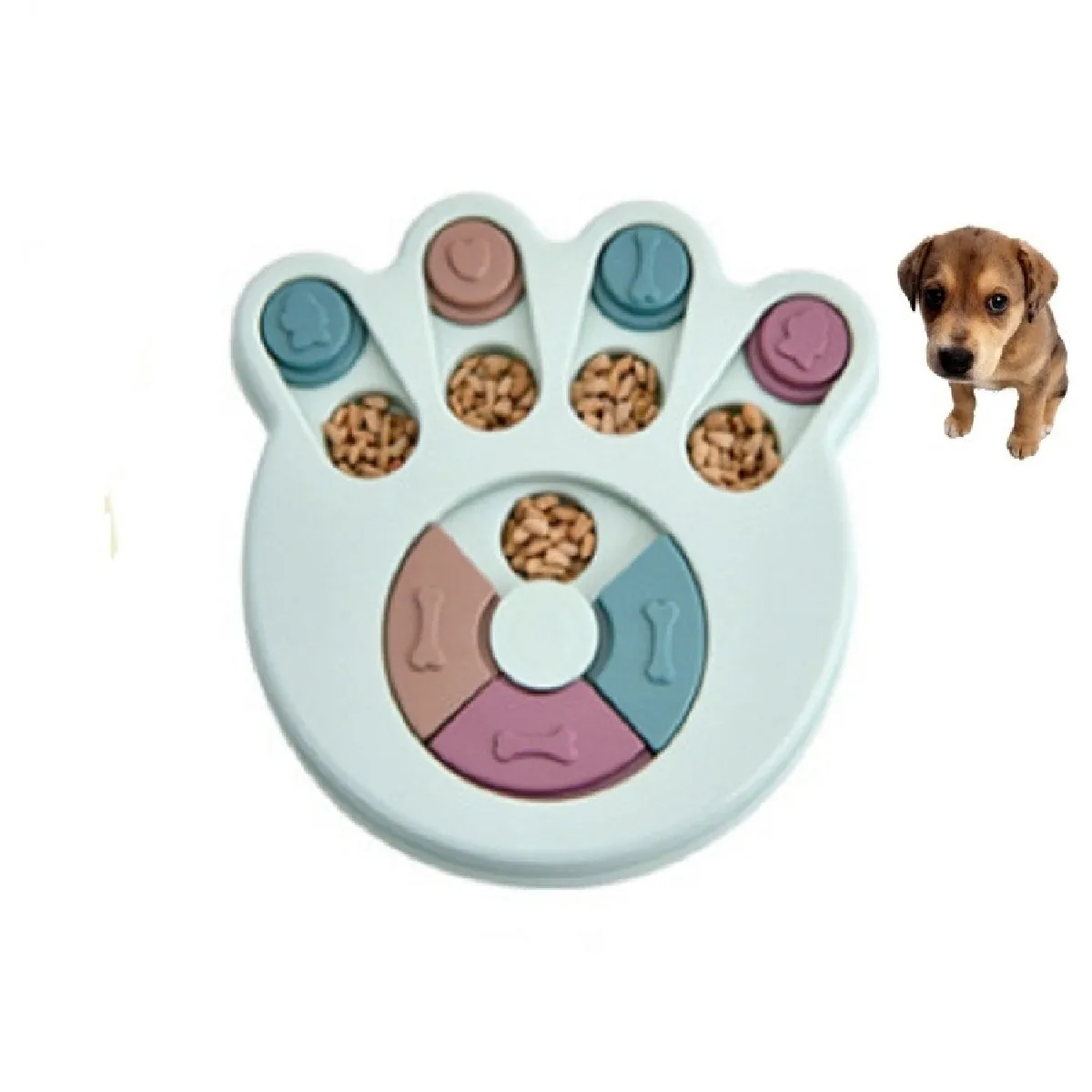 Comparer les prix de Jouet pour chien nourriture Platine alimentaire Eating Puzzle Anti-Smashing Bowl SuppliesStyle Style Empreinte Bleu