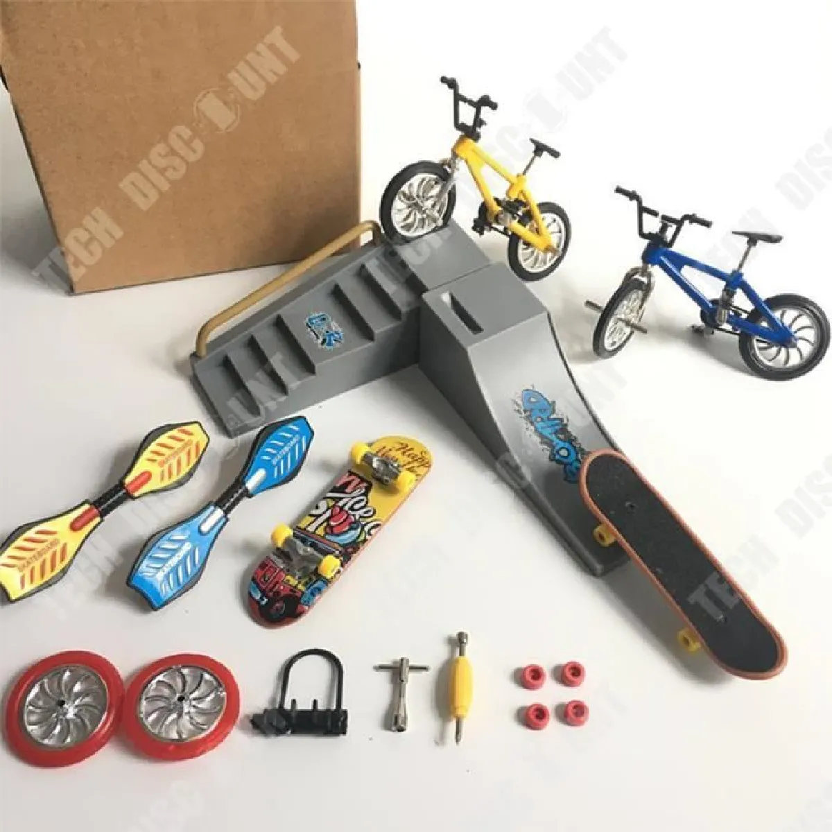 Meilleurs prix pour TD® kit mini Finger Bike Skateboard Jouets pour enfants Simulation Bike + Finger Skateboard + Scooter + Vitality Board + Pneu secour