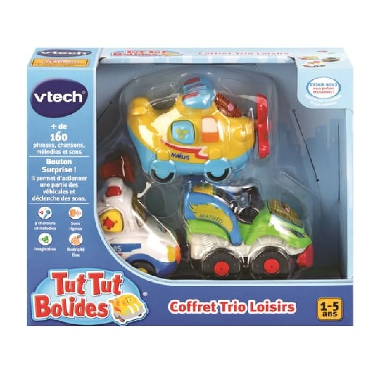 VTech Tut Tut Bolides Coffret Trio Loisirs 3 Voitures Interactives Avion Ã€ Hélices Voiture De Police Et Quad Jouet Musical Et Sonore Cadeau Enfant De Ã€ Contenu en Français - vue 5