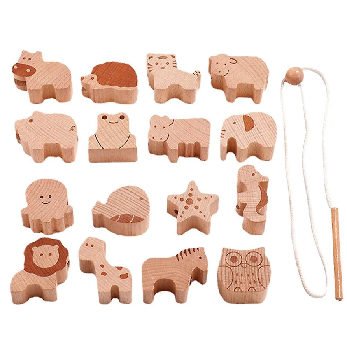 Meilleurs prix pour 1 Jeu de perles à enfiler Jouet corde à porter Jouet perles en bois Cartoon