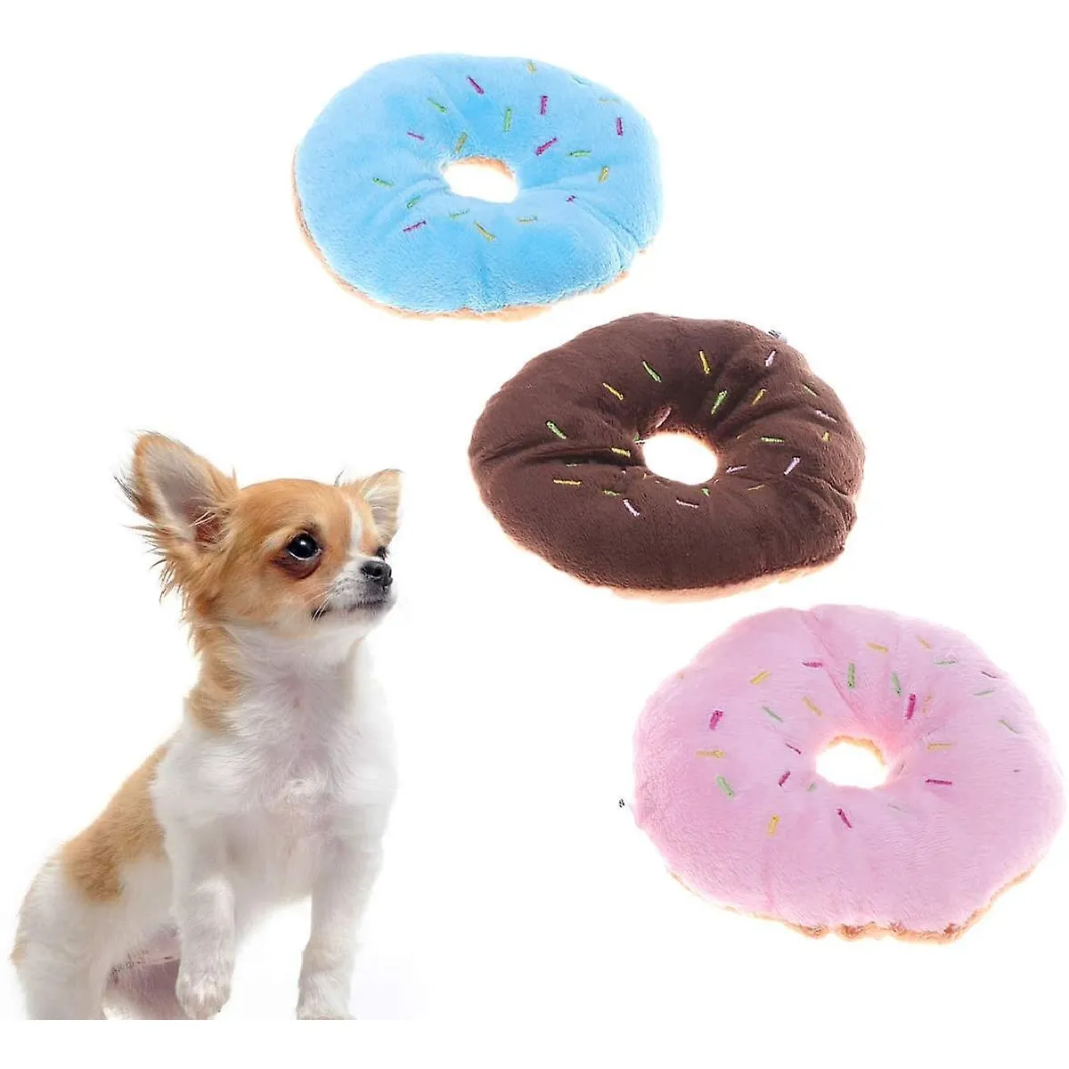 Comparer les prix de Jouets en peluche durables en forme de donuts pour chiens - amusant et grinçant