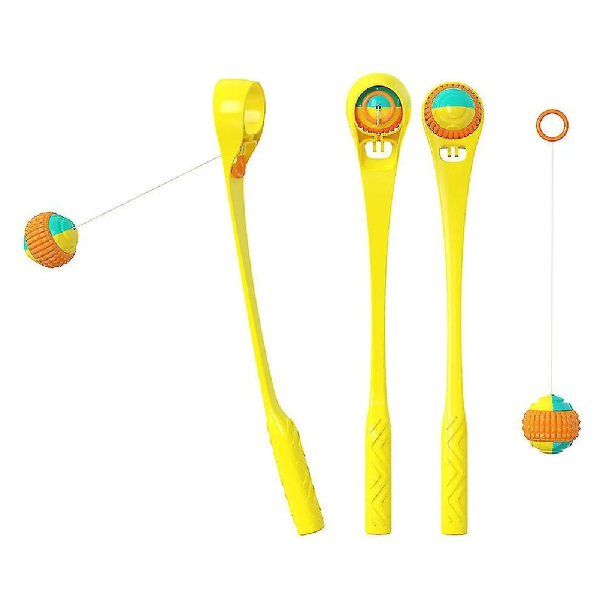 Meilleurs prix pour Jouet Pour Animaux de Compagnie Club de Lancer de Chien Interactif En Plein Air Jouet De Marche Pour Chien Lancer Un Artefact de Balle-jaune