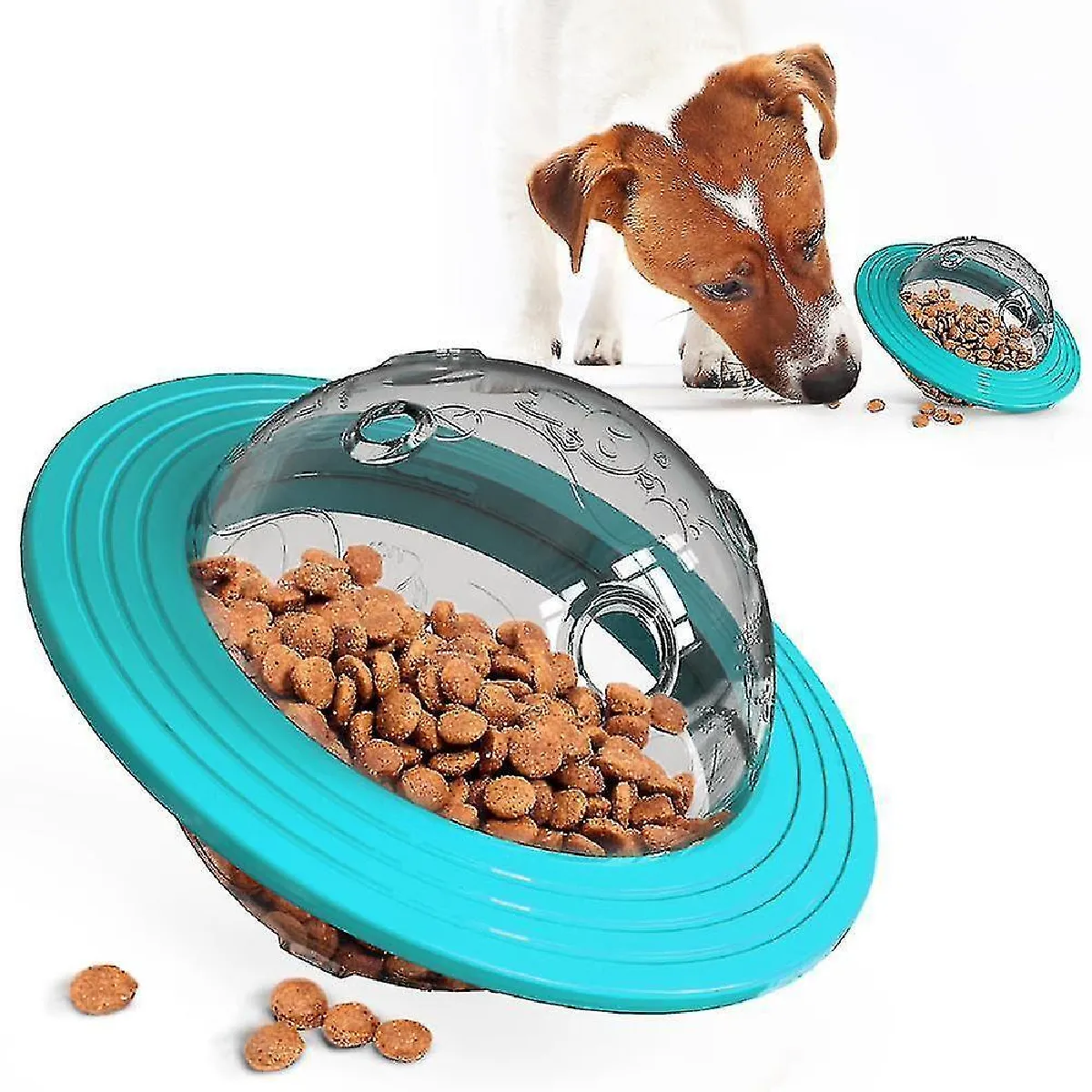 Comparer les prix de Dog Treat Ball Jouet OVNI Distributeur de nourriture Puzzle Slow Feeder Ball pour petits chiens moyens