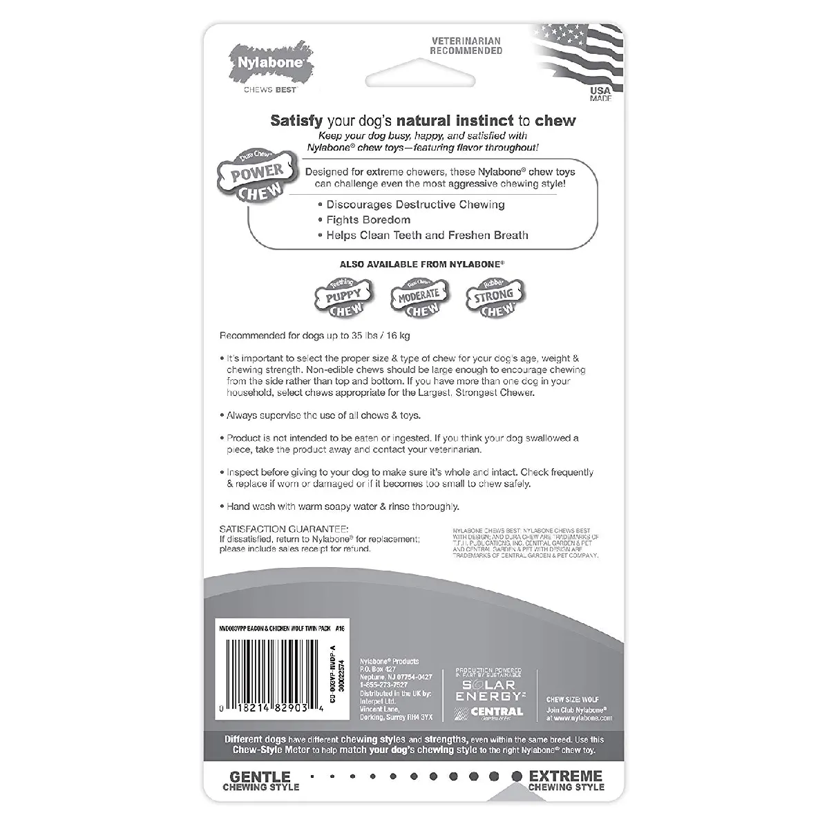 Meilleurs prix pour Nylabone Set de 2 Jouet à Mâcher Résistant Dura en Forme d'Os Arômes Poulet/Bacon pour les Chiens de Taille Moyenne Jusqu'à 16 kg