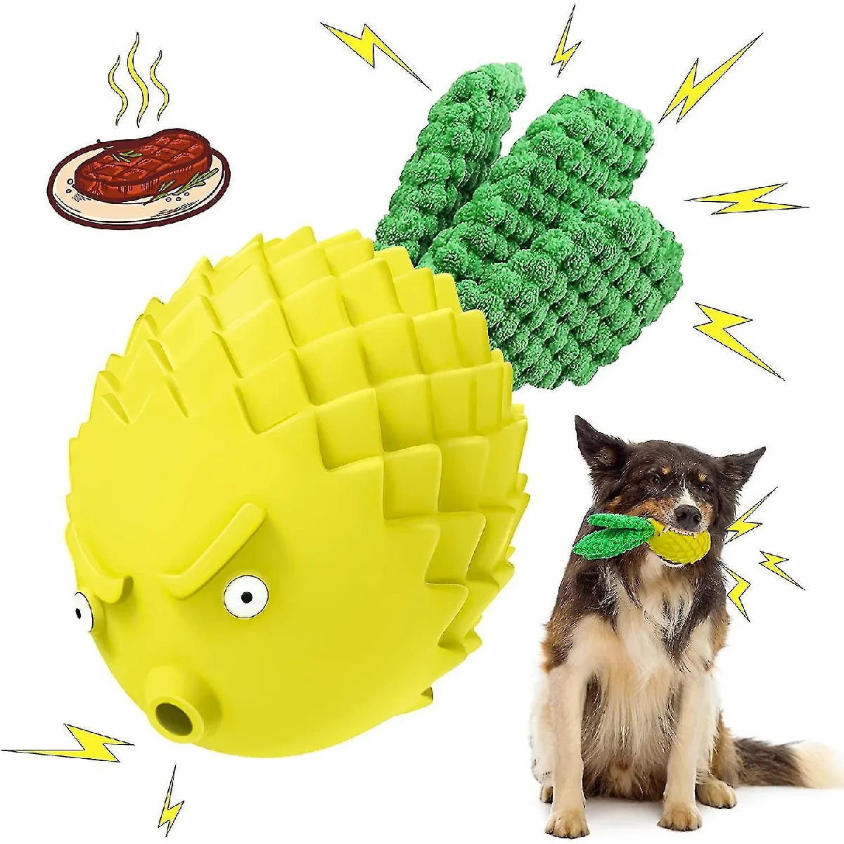 Comparer les prix de Jouets pour chien, Jouet à mâcher indestructible et résistant pour chien, Jouets interactifs pour chien, Jaune