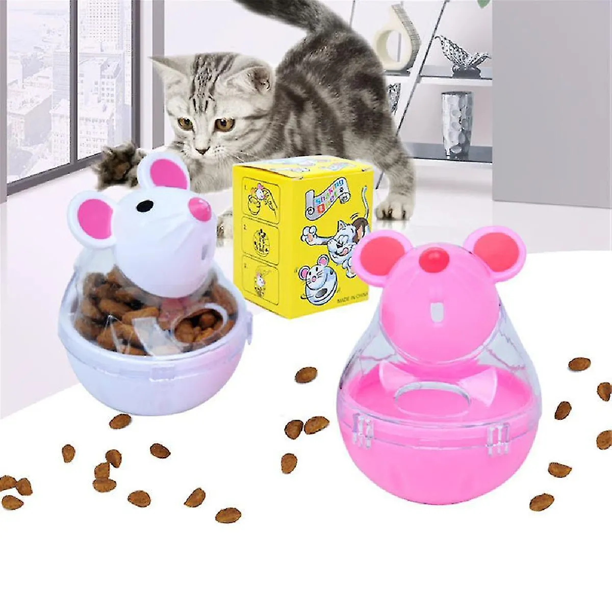 Comparer les prix de Distributeur de boules de nourriture pour chat et souris Jouets de friandises pour chat -GSL