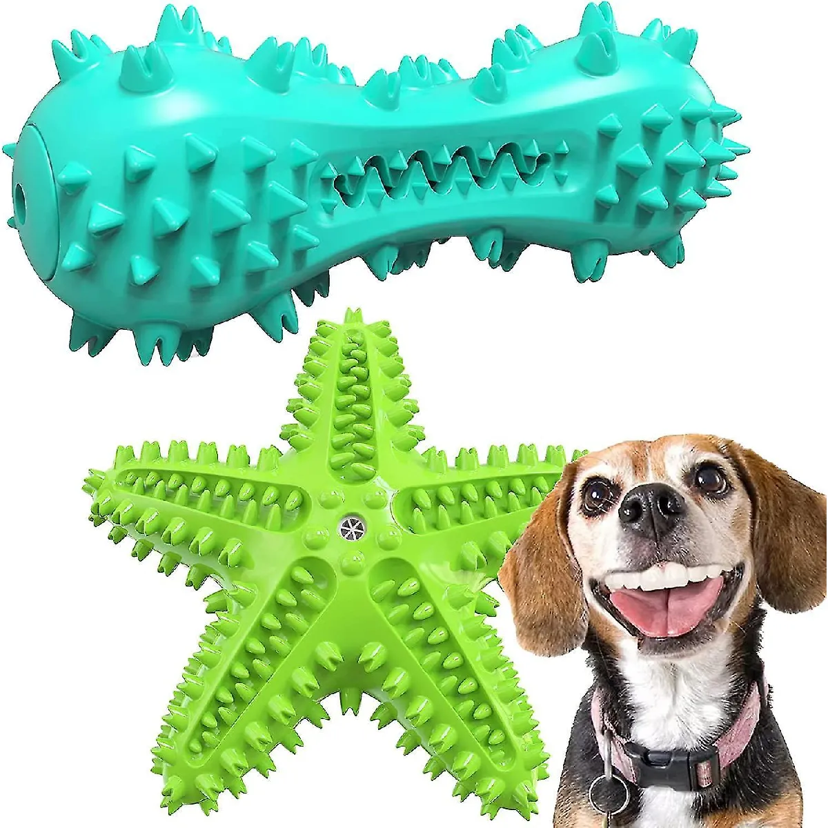 Comparer les prix de Brosse à dents pour chien Jouet à mâcher résistant aux morsures Bâton de nettoyage des dents Jouet sonore Tpr 2 Pcs