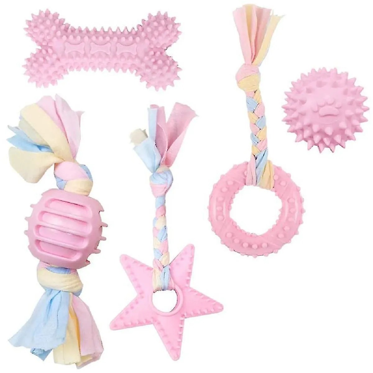 Comparer les prix de Corde De Jouet Pour Chien Avec Balle, lot De 5 Jouets Pour Chiots, ensemble Pour Petits / moyens Chiens