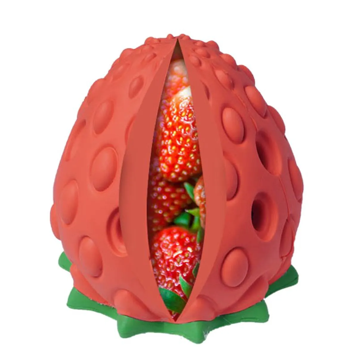 Comparer les prix de Portable fraise chien fuite boule alimentaire distributeur d'aliments lent jouet à mâcher en caoutchouc durable entraînement interactif libération de pression   Jouets pour chiens
