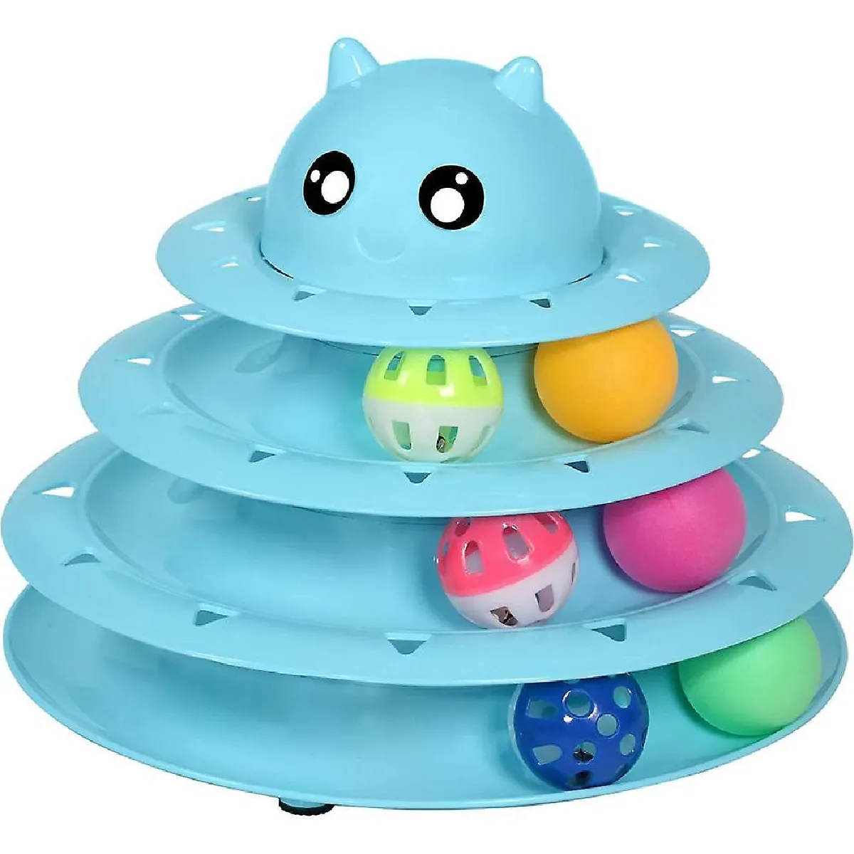 Meilleurs prix pour Rouleau de jouet pour chat Jouet pour chat 3 rails de tour avec six boules colorées (bleu)