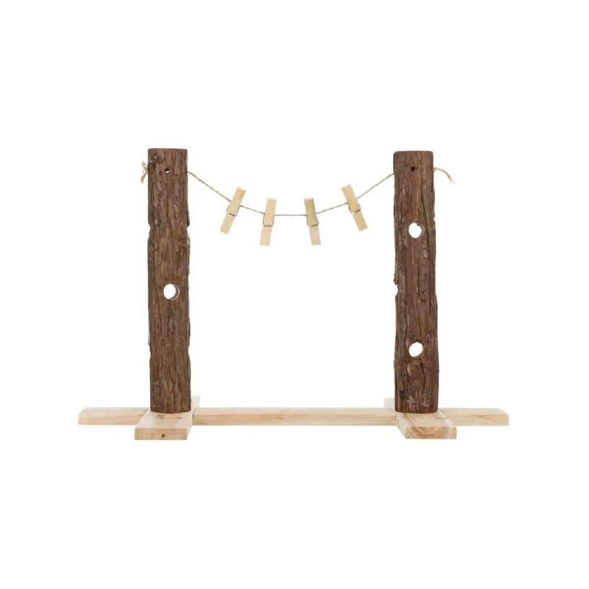Trixie Tronc distributeur de nourriture en bois Duo - 53 × 34 × 25 cm - Beige