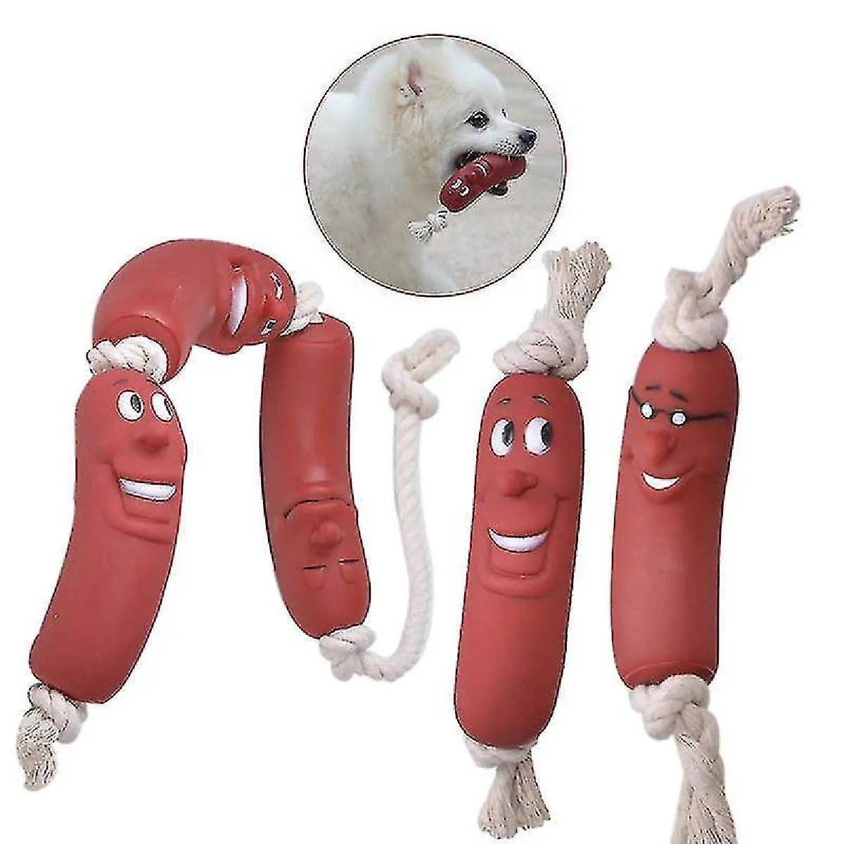 Meilleurs prix pour Jouets pour chiens Drôle de forme de saucisse pour chien Jouets à mâcher Entraînement interactif Dents grinçantes résistantes aux morsures Chiens Fournitures pour animaux de compagnie 1 / 3pcs