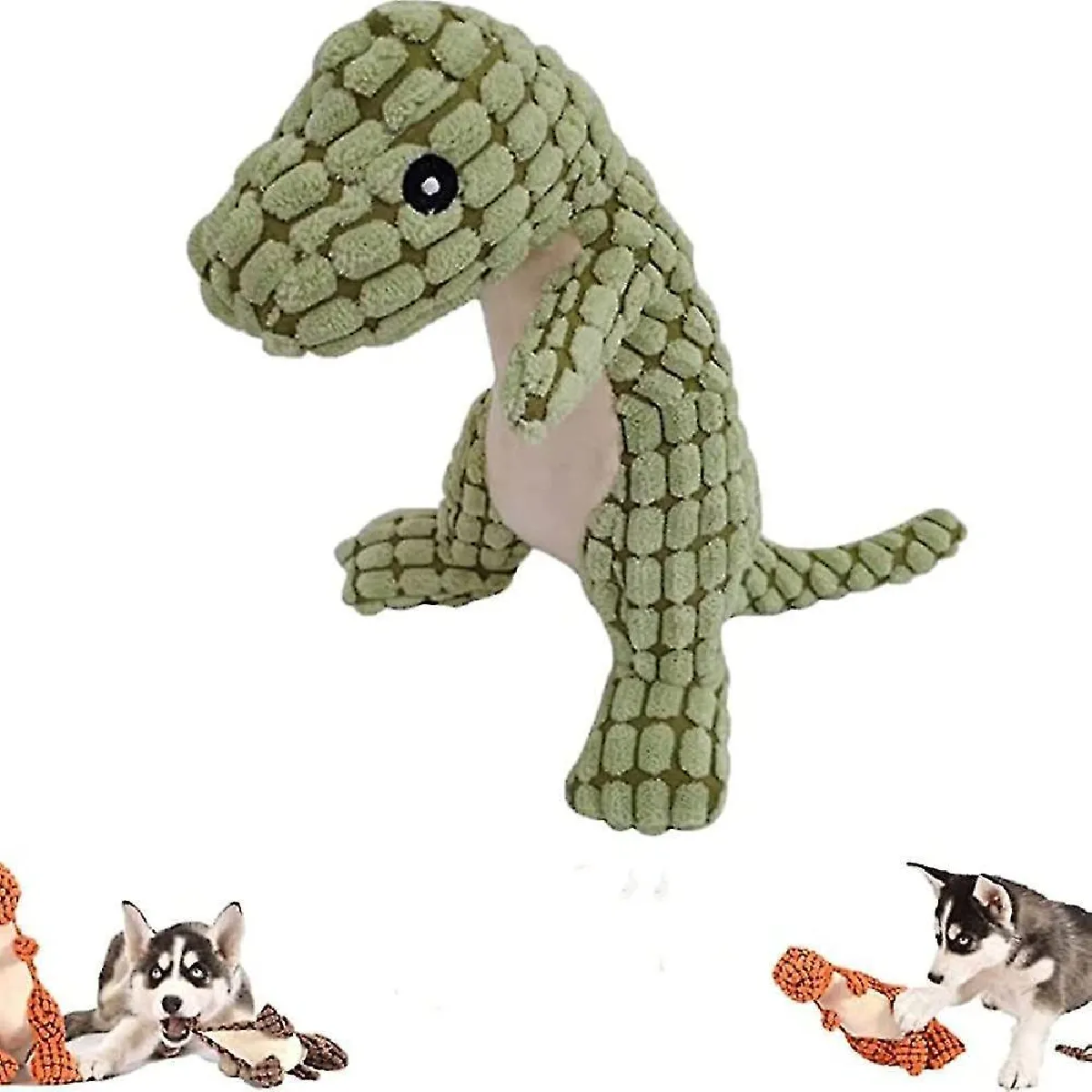 Meilleurs prix pour Dino Indestructible Robuste, Jouet pour chien grinçant pour les mâcheurs agressifs, Jouet peluche durable et incassable pour chien vert
