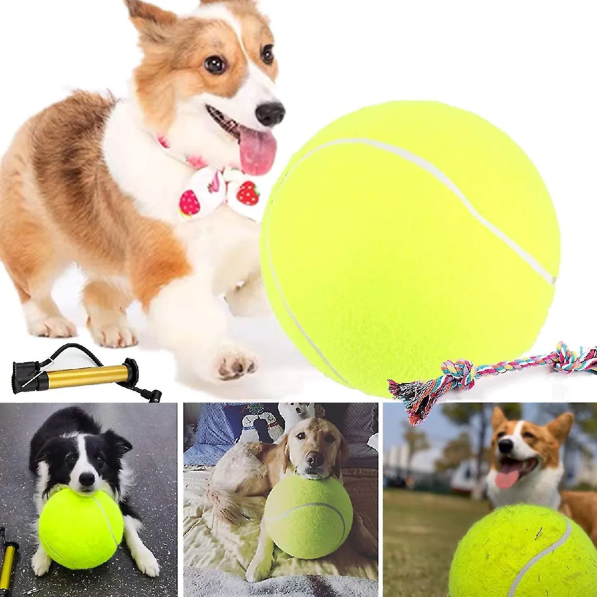 Meilleurs prix pour Jouet pour Chiot Petit Moyen, balle de tennis géante pour chien, 24cm, grande balle de tennis gonflable pour chien