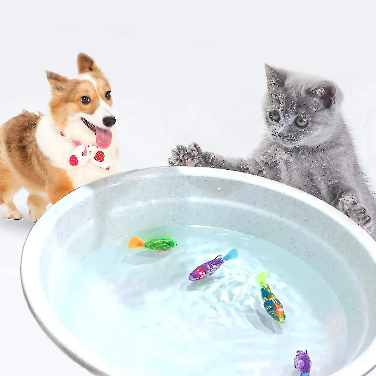 Meilleurs prix pour Jouet de natation interactif pour chat et chien avec led, activé dans Al Jouet électrique - 2 Pcs Jouets interactifs pour C