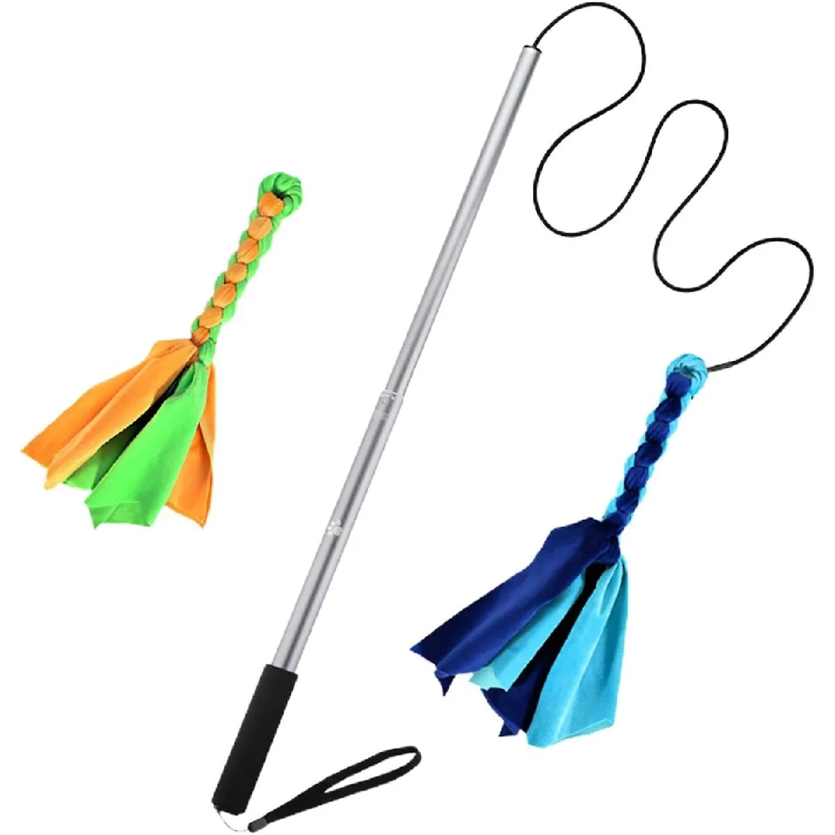 Meilleurs prix pour Jouet interactif pour chien et chat - Baguette extensible pour chien avec jouets à mâcher, baguette d'exercice en alliage d'aluminium pour chien de taille moyenne et de grande taille.