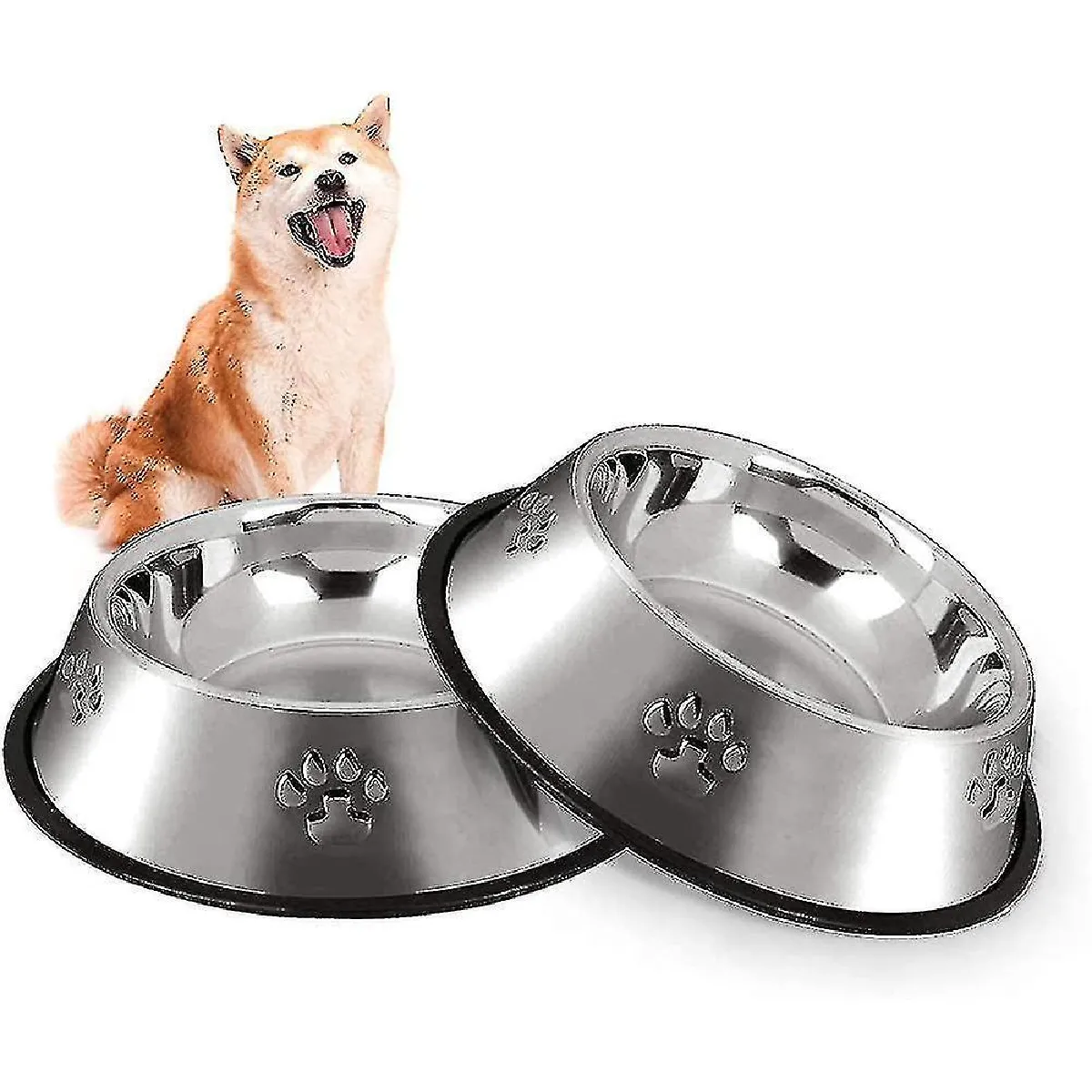 Comparer les prix de Gamelle pour chien en acier inoxydable antidérapante avec base en caoutchouc, gamelles d'eau pour chien