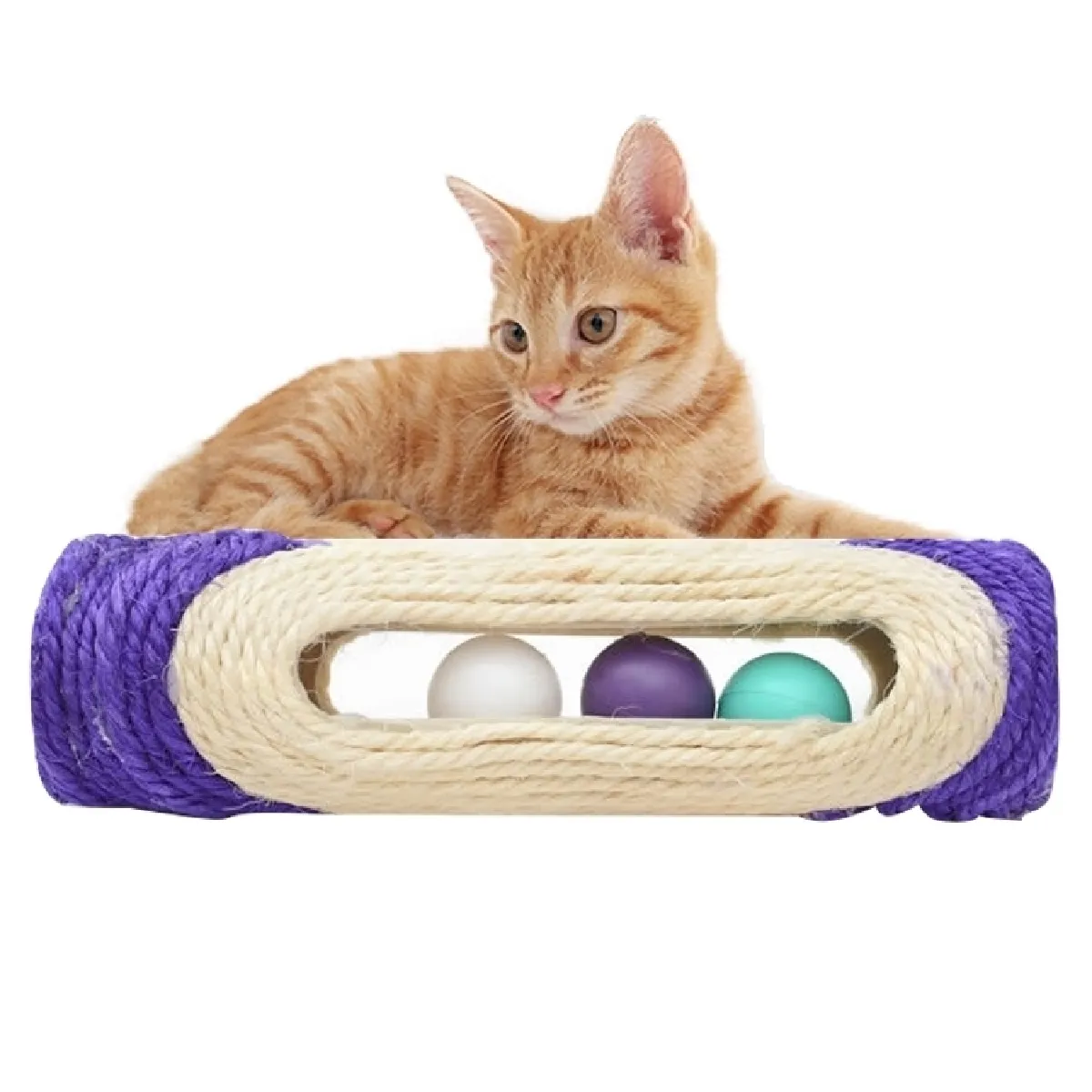 Comparer les prix de Jouet pour Animaux de compagnie Cat Rack Rolling Sisal grattage balle piégée avec trois balles, Couleur Aléatoire Chat Scratch Board Training Toy Fournitures