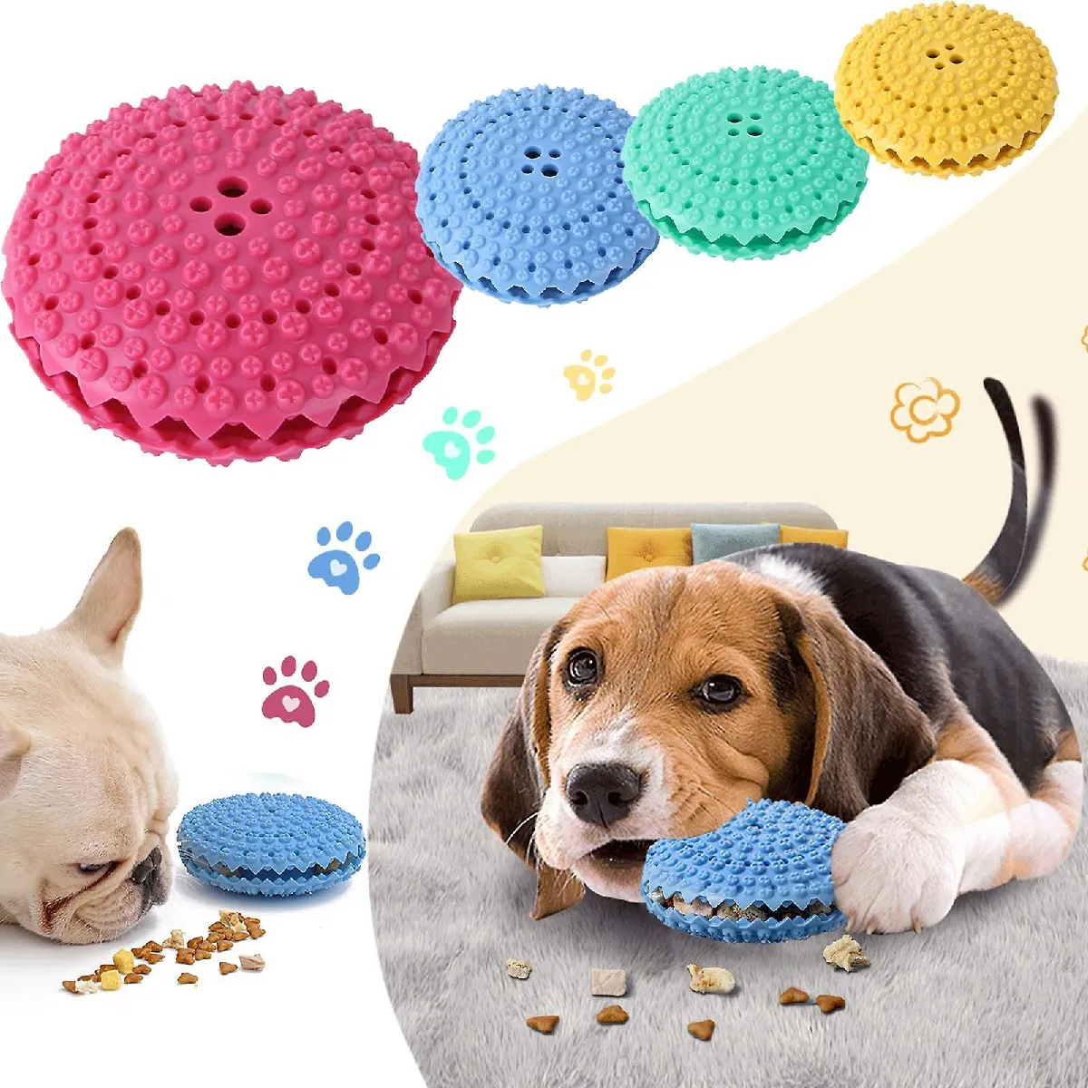 Comparer les prix de Pet Leak Food Ball Toys, Dog Chew Toys pour les mâcheurs agressifs, Jouets de nettoyage des dents de chien Food Treat Distribution Jouets pour chiens