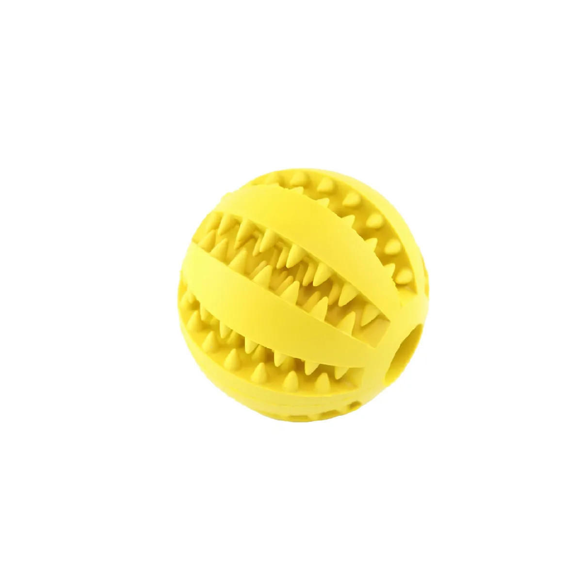Comparer les prix de YP Select Jouet de distribution de nourriture pour chien, jouet de nettoyage de dents en caoutchouc naturel non toxique Jaune 7 cm