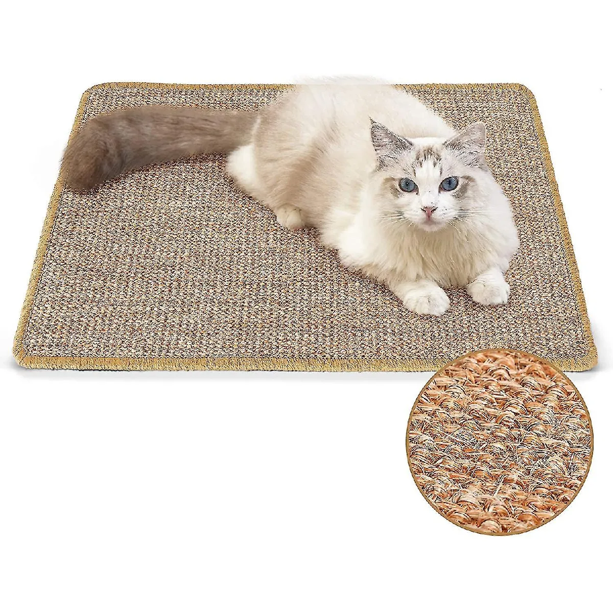 Comparer les prix de Tapis de griffoir pour chat, tapis de grattage pour chat en sisal naturel de 23,6 x 15,7 pouces, tapis de griffoir de sol horizontal pour chat, tapis et canapés protégés