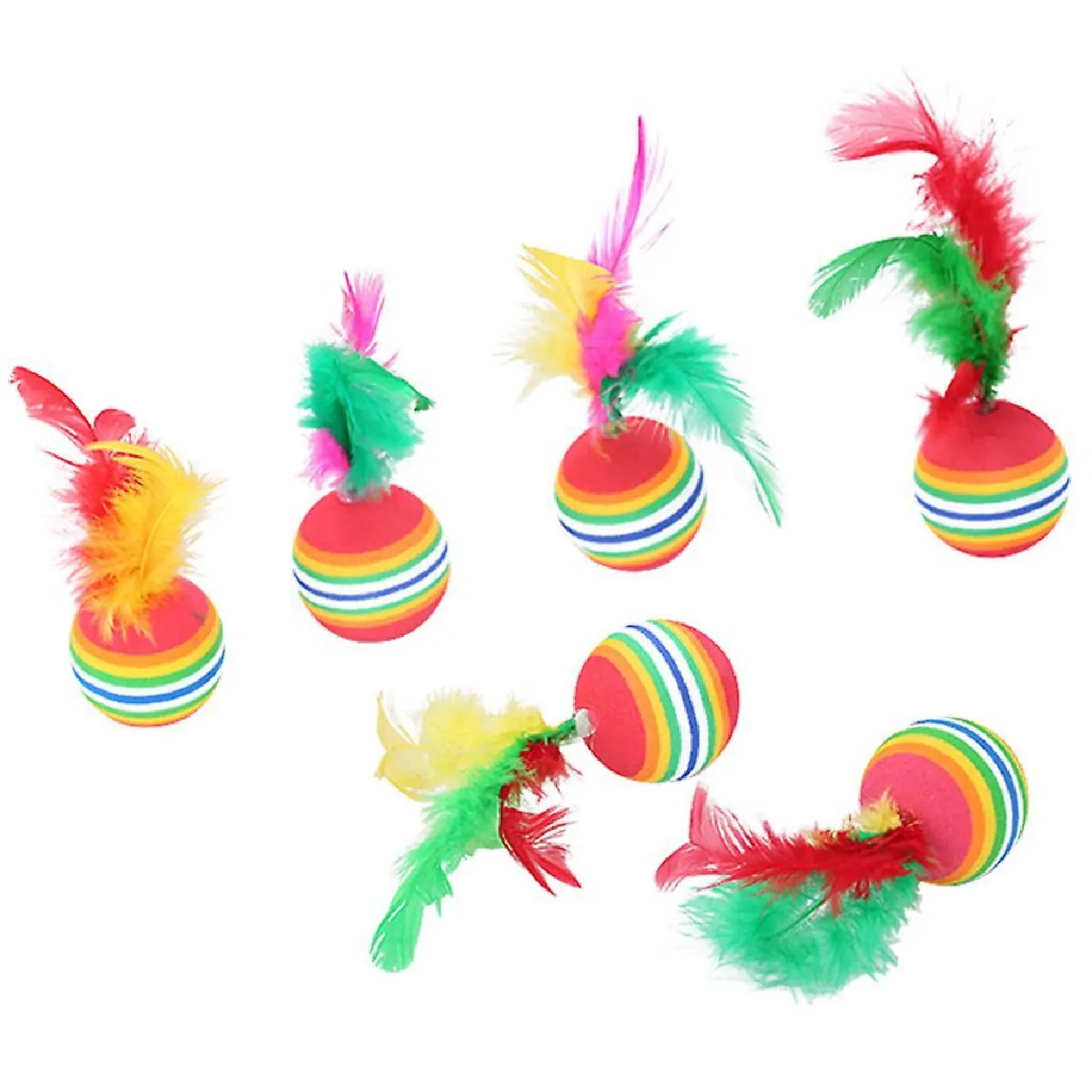 Comparer les prix de EVA Rainbow Ball with Feather Light Foam Throwing Funny Interactive Playing Chew Toy Pet Supplies (Jouet interactif à mâcher pour chien)