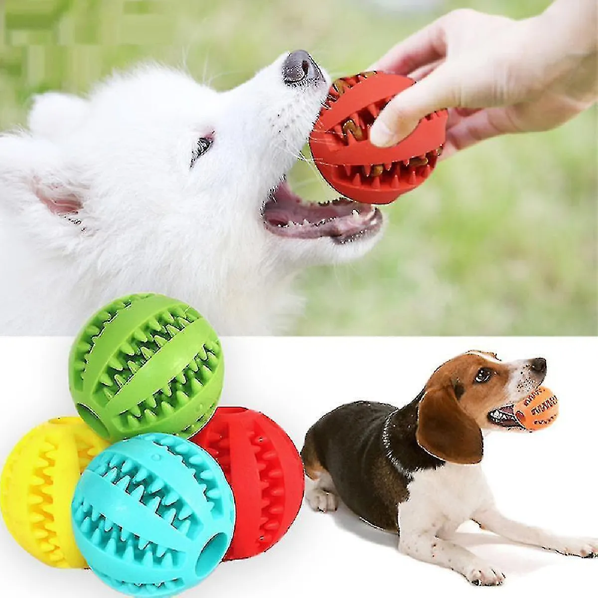 Meilleurs prix pour Jouet en caoutchouc interactif pour chien Jouets à mâcher pour chien, chat et chiot Jouets à mâcher pour les dents Boules de nettoyage des dents Nourriture