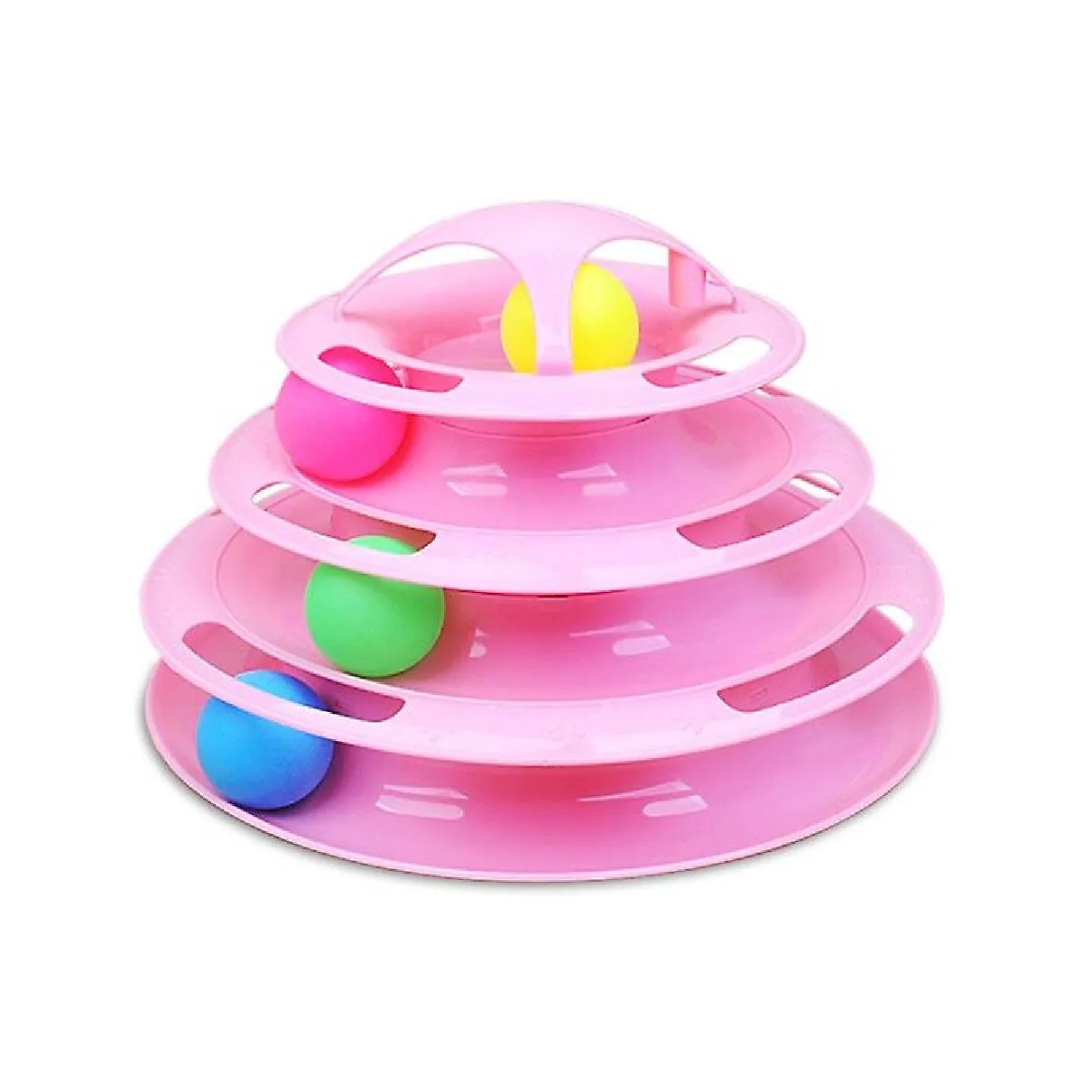 Meilleurs prix pour Jouet interactif amusant pour chat Jouet tournant à 4 étages Jouet de jeu de balle de capture pour chat Jouet de jeu de balle de piste de tour à 4 étages (rose)